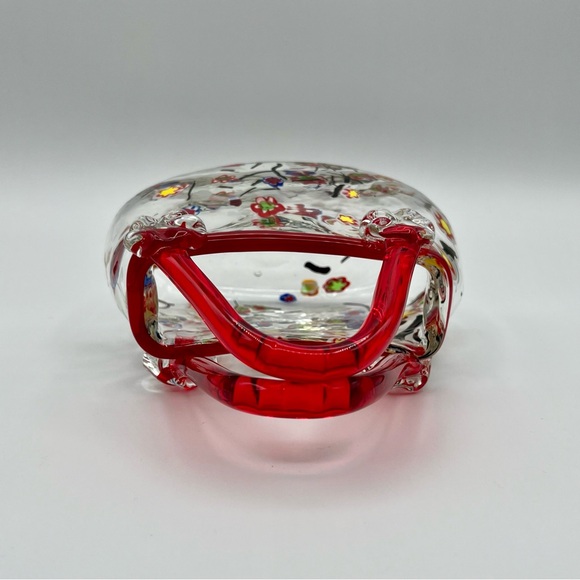 Vintage Hand Blown Purse Vase Floral Millefiori Art Glass Crystal Murano Style - Picture 11 of 13